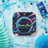 ティーンズコズミックグロー宇宙をテーマにした誕生日パーティー ペーパープレート (パーティー)