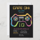ティーンズ ゲーミング ゲーマー ビデオゲーム プレーヤー 誕生日 招待状 (正面)