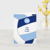 ティーンブルーホワイトバレーボール誕生日 カード (黄色い花)