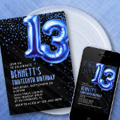 ティーンブルー13歳の誕生日パーティー招待状 招待状