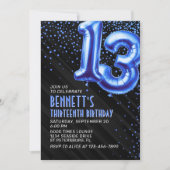 ティーンブルー13歳の誕生日パーティー招待状 招待状 (正面)