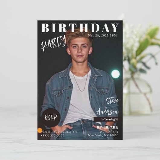 ティーンマガジン表紙誕生日 招待状 (スタンド正面)