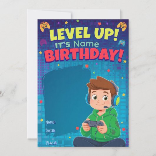 ティーン向けゲーマー男子ビデオゲームプレーヤー誕生日 カード (正面)