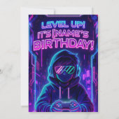 ティーン向けゲーマー誕生日招待状 - ビデオゲームパーティー 招待状 (裏面)