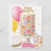 ティーン向け女子の誕生日ケーキパーティー 招待状 (裏面)