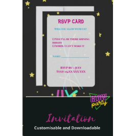 ティーン グロー パーティー RSVP カード – ネオンナイト