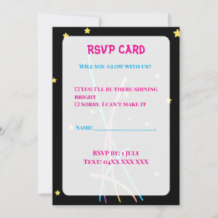 ティーン グロー パーティー RSVP カード – ネオンナイト