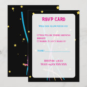 ティーン グロー パーティー RSVP カード – ネオン ナイト (正面/裏面)