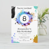 ティーン ツイン ヤング ボーイ カスタム 年齢 誕生日 パーティー 招待状 (スタンド正面)