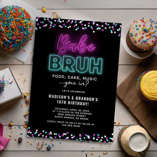 ティーン ネオン合同誕生日パーティー 招待状