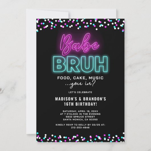 ティーン ネオン合同誕生日パーティー 招待状 (正面)