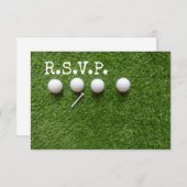 ティー付きゴルフボール4個緑で 招待状 (正面/裏面)