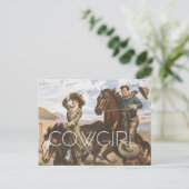 ティー女性のカーボーイオールドスクール ポストカード (スタンド正面)