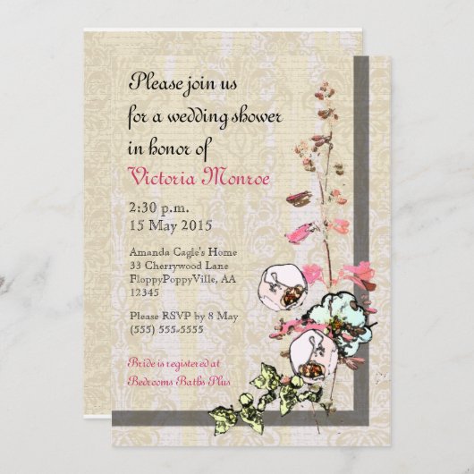 ティー日本の庭園の結婚式またはシャワー- 招待状 (正面/裏面)