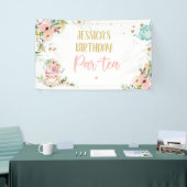 ティー誕生日パートパーティーフローラティーガールバックドロップ 横断幕 (トレードショー)