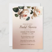 ティー赤面ベージュ油バラブライダルシャワー 招待状 (正面)