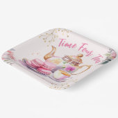 ティー4thバースデーピンクガールティーパーティー ペーパープレート (傾斜あり)