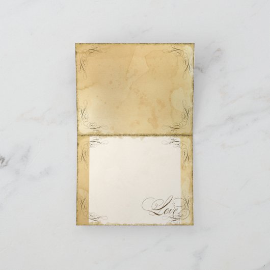 ティー ステイン ヴィンテージ ウェディング 1 - サンクス ノート (内部)