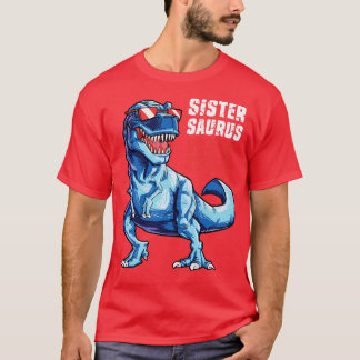 ティー・レックスの姉妹恐竜 きょうだい 女子 サウルス Tシャツ