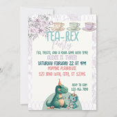 ティー・レックス恐竜の誕生日ティーパーティー 招待状 (正面)