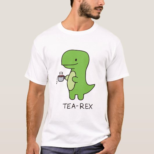 ティー・レックス、可愛い恐竜、面白いティー好きの恐竜 Tシャツ (正面)
