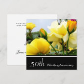 ティー・ローズ 50周年 結婚記念日 招待状 (正面/裏面)