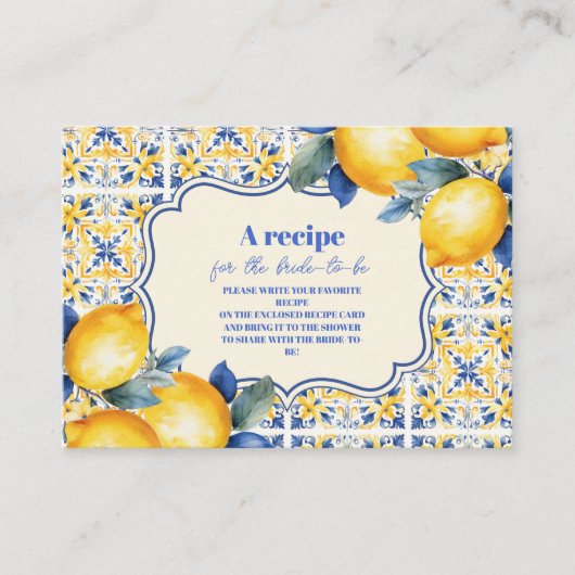 ティ地中海のイタリアンー&レモンブライダルシャワー エンクロージャーカード (正面)