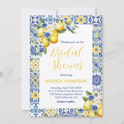 ティ地中海のイタリアンー&レモンブライダルシャワー 招待状 (正面)
