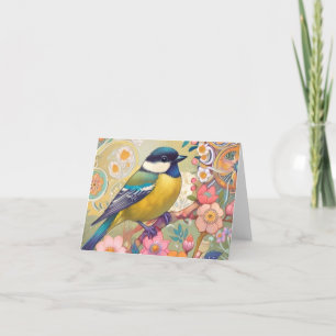 ティ素晴らしト《鳥》アメリカゴガラ鳥カラフルフローラ花 サンキューカード