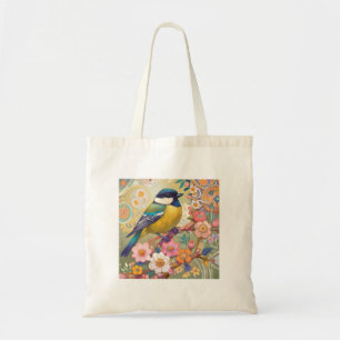 ティ素晴らしト《鳥》アメリカゴガラ鳥カラフルフローラ花 トートバッグ