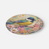 ティ素晴らしト《鳥》アメリカゴガラ鳥カラフルフローラ花 ペーパープレート (アングル)