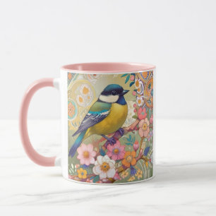 ティ素晴らしト《鳥》アメリカゴガラ鳥カラフルフローラ花 マグカップ