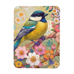 ティ素晴らしト《鳥》アメリカゴガラ鳥カラフルフローラ花 マグネット