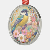 ティ素晴らしト《鳥》アメリカゴガラ鳥カラフルフローラ花 メタルオーナメント (左)