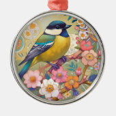 ティ素晴らしト《鳥》アメリカゴガラ鳥カラフルフローラ花 メタルオーナメント (正面)