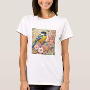 ティ素晴らしト《鳥》アメリカゴガラ鳥カラフルフローラ花 Tシャツ