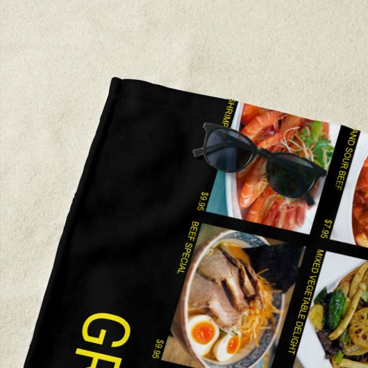 テイクアウト中国のレストランフォトメニューボード ビーチタオル (インサイチュ)