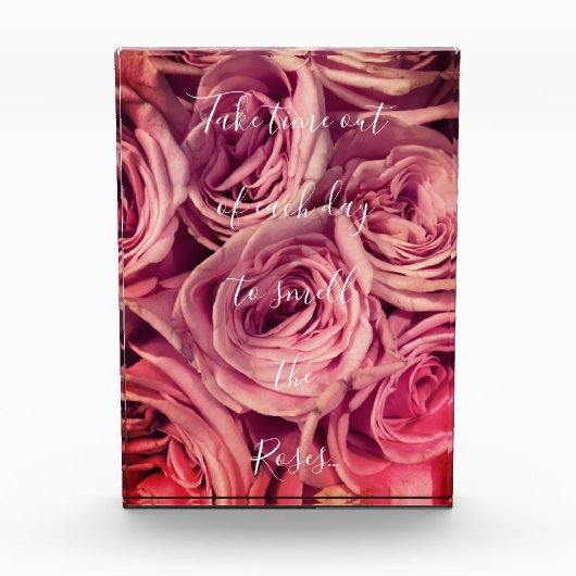 テイクアウト引用文ホワイトスクリプトピンクフローラ フォトブロック (正面)