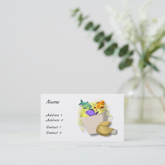 テイクアウト、フォーチュンクッキー、ドラゴンプロファイルカード 名刺 (スタンド正面)