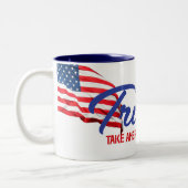 テイクアメリカバックトランプ文字 ツートーンマグカップ (左)