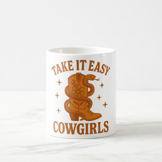 テイクイット簡単女性のカーボーイレトロウエスタンボホ コーヒーマグカップ (中央)