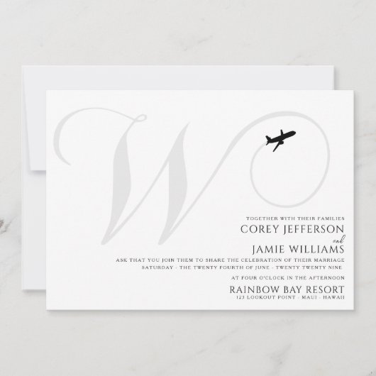 テイクオフの準備完了Wイニシャル結婚式招待状 招待状 (正面)