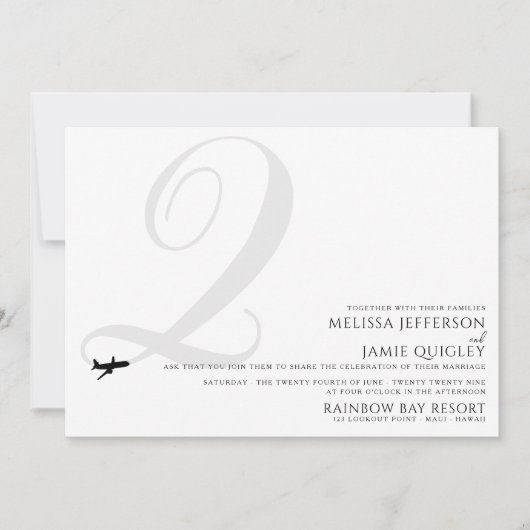 テイクオフ準備完了Qイニシャル結婚式招待状 招待状 (正面)