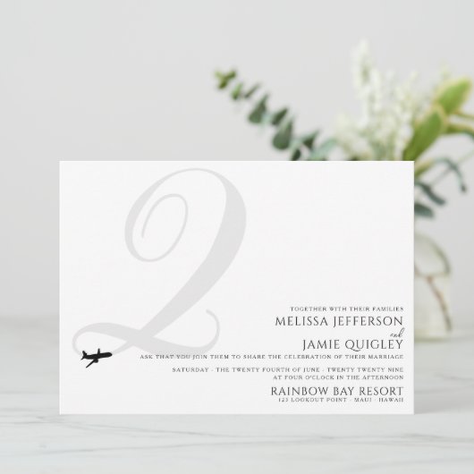 テイクオフ準備完了Qイニシャル結婚式招待状 招待状 (スタンド正面)