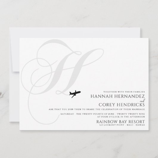 テイクオフ準備Hイニシャル結婚式招待状 招待状 (正面)