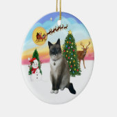 テイクオフ – Snow Shoe Cat セラミックオーナメント (右)