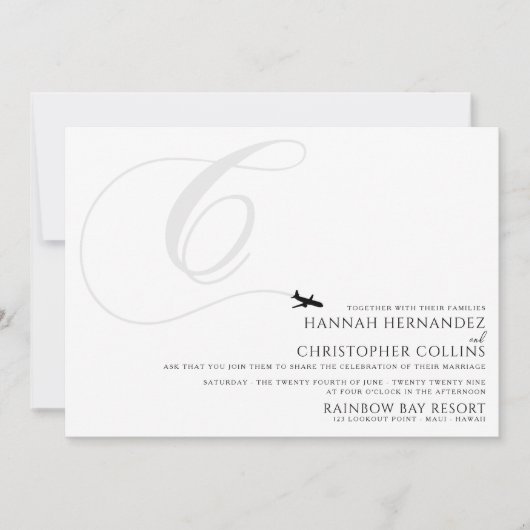 テイクオフCイニシャル結婚 招待状 (正面)