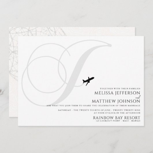 テイクオフJイニシャル結婚式招待状 招待状 (正面/裏面)