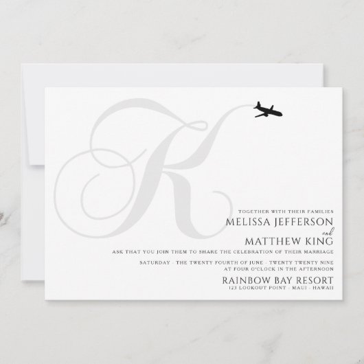 テイクオフKイニシャル結婚式招待状 招待状 (正面)