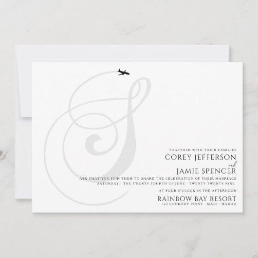 テイクオフSイニシャル結婚式招待状 招待状 (正面)